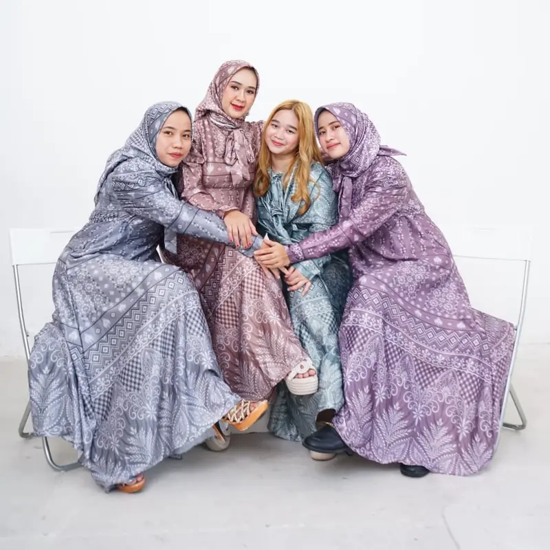 longdress zahra santorini motip busui friendly resleting depan by eriston Muslim Wanita 1