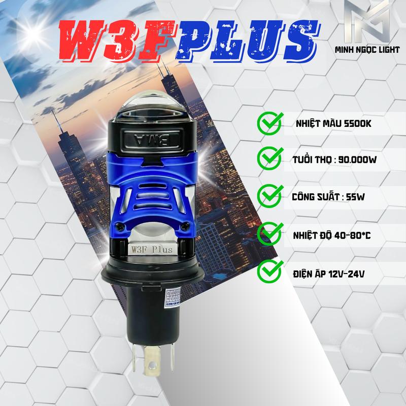 ĐÈN PHA W3F BMA BẢN NÂNG CẤP KÍNH TÍM PHỦ NANO LẮP PHA Ô TÔ XE MÁY CHÂN H4