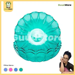 3-6 Pcs  MANGKUK BUAH CRYSTAL 23 CMS  PLASTIK ANTI PECAH BENING TRANSPARENT / Mangkuk Saji serbaguna/ Mangkuk kue Bunga Hijau Pink