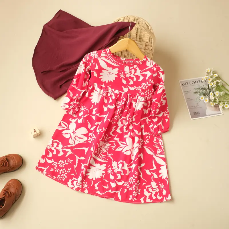 Set Gamis Anak Rayon - size 1 sampai 6tahun - Zunaira Set - Warna warna pastel 1