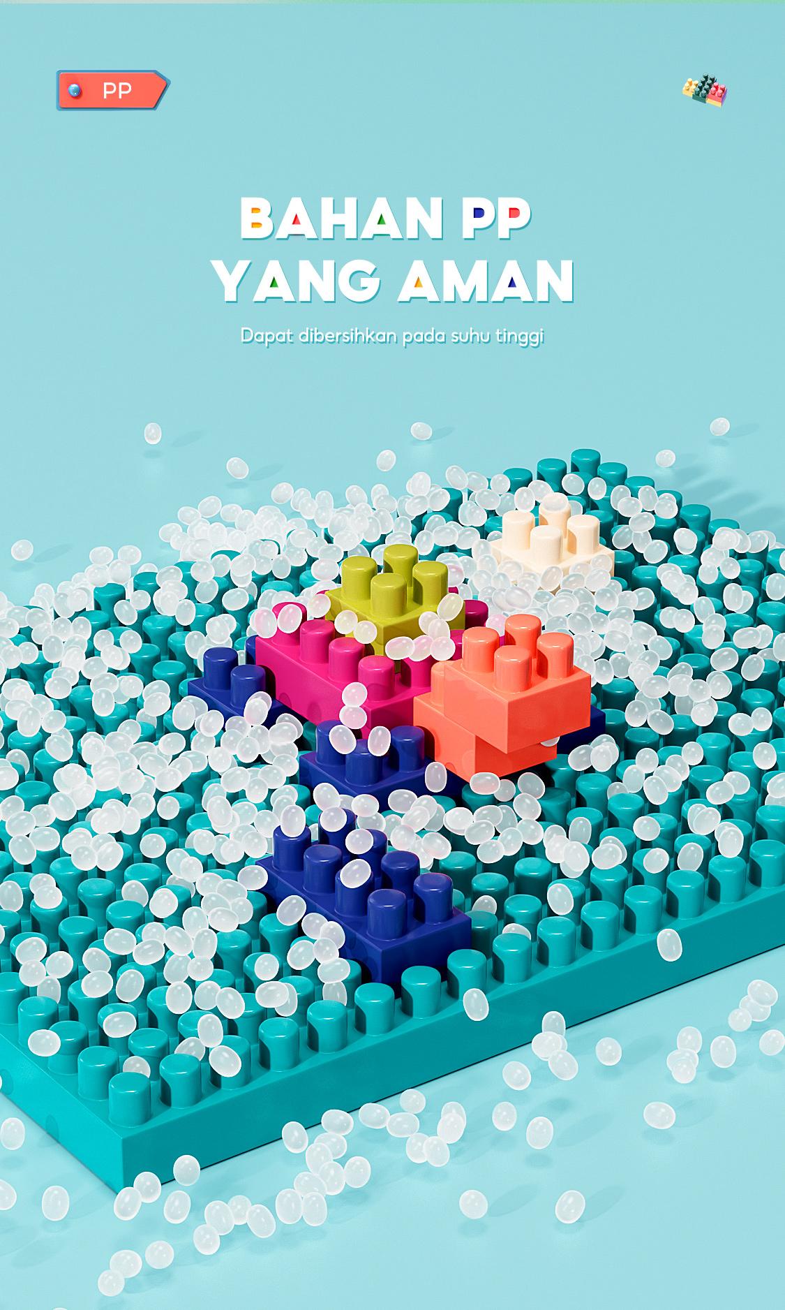 Oh!Some [COD] Mainan Brick Balok Susun Anak DIY 560 pcs Bahan ABS Kuat Tahan Lama Kotak Toys square  building