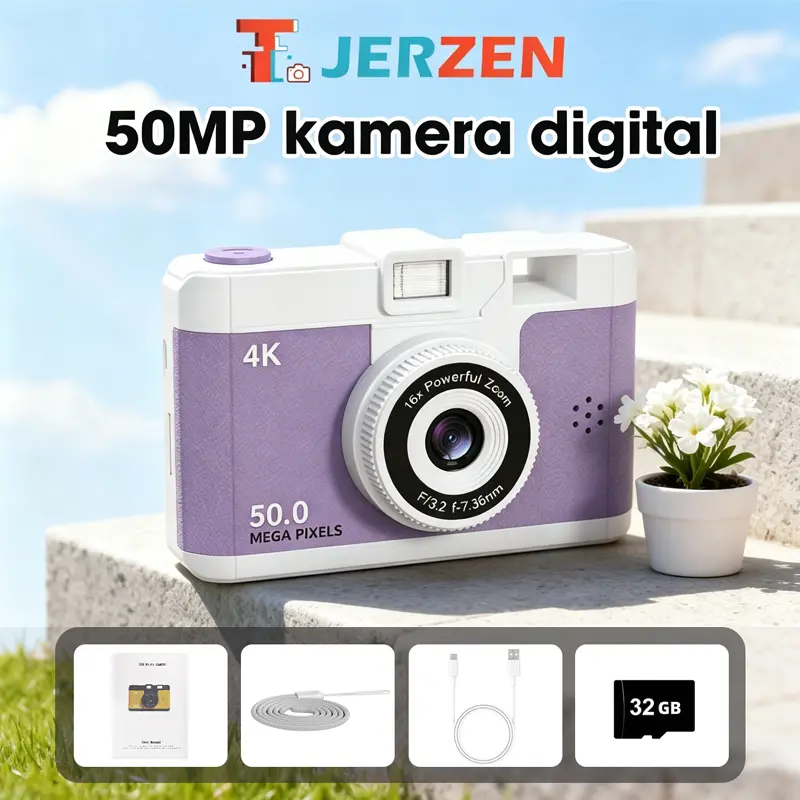 [T-JERZEN M16-2] Kamera Digital 50MP | Auto Fokus | 8X Zoom | Layar 2.4 Inci | FREE 32GB Card  | Hadiah Lebaran untuk Pemula