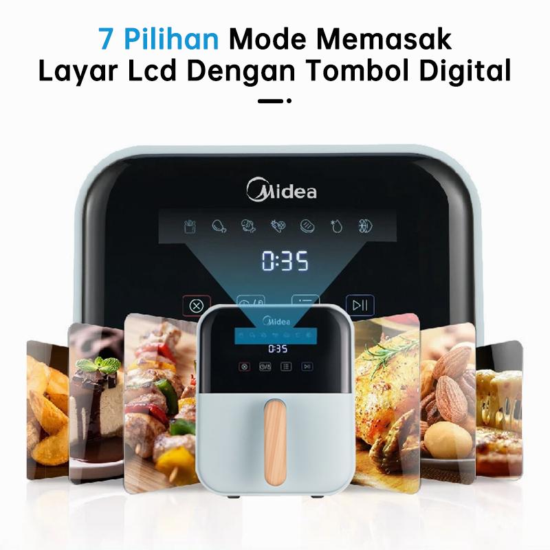 Midea 4L Digital Touch Air Fryer 650W Low Watt MAD40007ADG / MAD40007ADI Penggorengan Tanpa Minyak