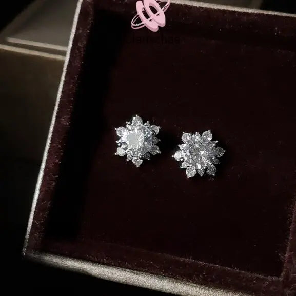Clarischas-Anting Zircon Mewah Desain Bunga Salju Tampil Anggun Setiap Hari Elegan Ringan Tahan Lama Cocok Untuk Aktivitas Harian Dan Acara Spesial