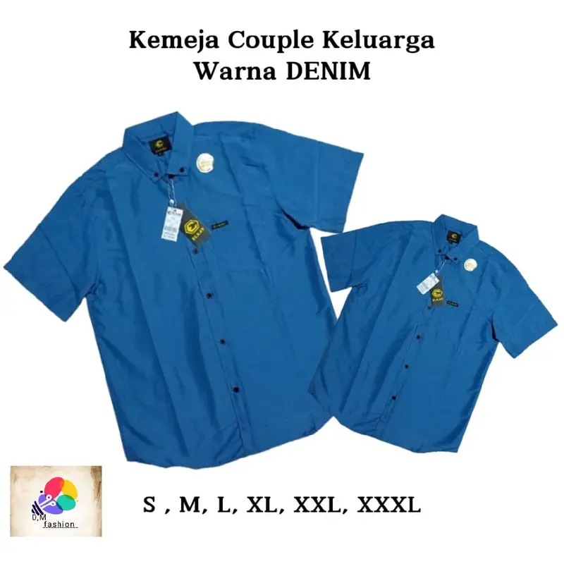 kemeja polos Couple ayah dan anak baju terlaris Pasangan Katun Pendek Atasan 0