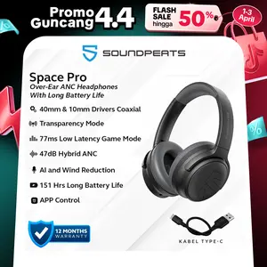 SoundPEATS Space Pro Hybrid ANC Wireless Over-Ear Headphone