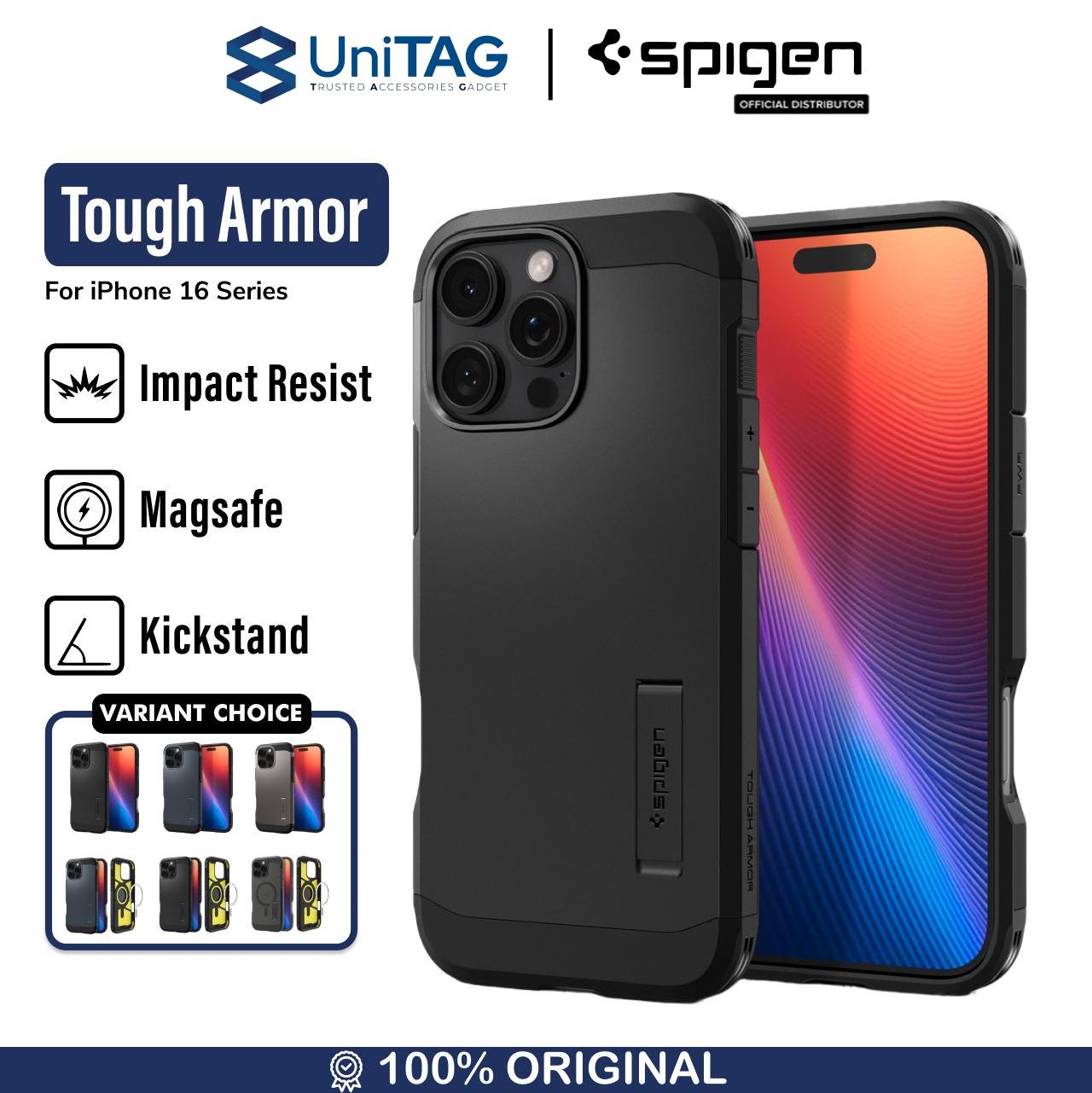 Spigen iPhone 16 Pro Max Case Stand Magsafe Tough Armor T MagFit - Black ACS08503