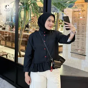 CILILY - Narina Blouse Atasan Wanita Poplin Ruffle Shirt