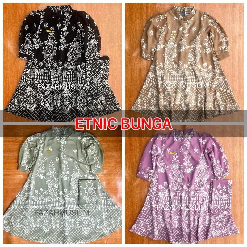 Gamis set hijab anak bahan ceruti. Baju muslim anak. Set hijab anak Ceruty Nyaman Motif Cantik Panjang Syari Cewek Dress 3