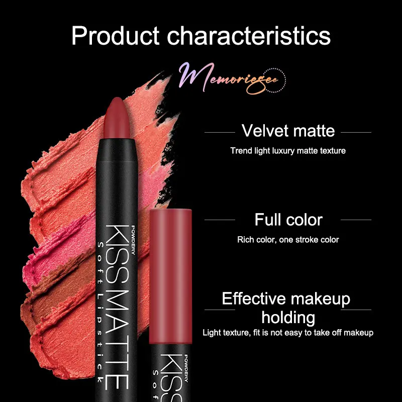 【COD&Ready】✨ DNM Lipstik Pensil 6 Warna Matte Long Lasting Soft Smooth Lipstick Crayon Putar Murah-M 1