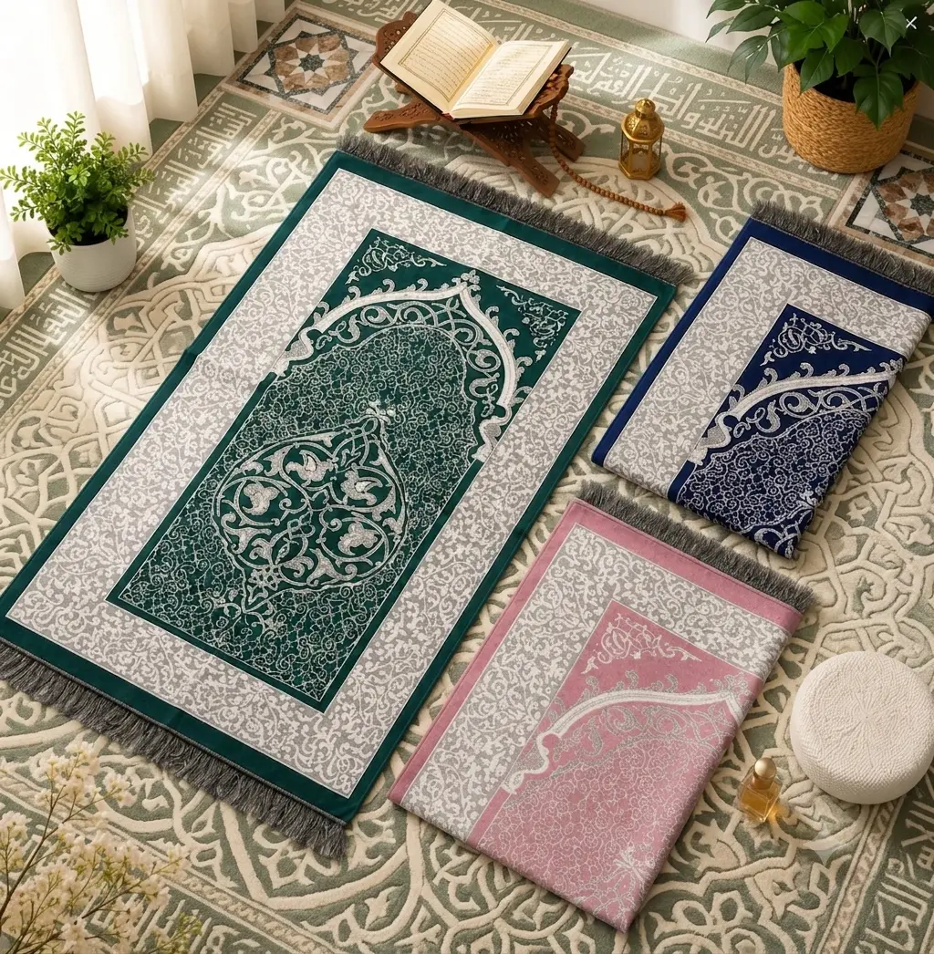 [ RAJUT CORAK ] SAJADAH RAWIS MOTIFCORAK RAUDHOH, Tipis Ukuran 110x70 cm bahann rajut