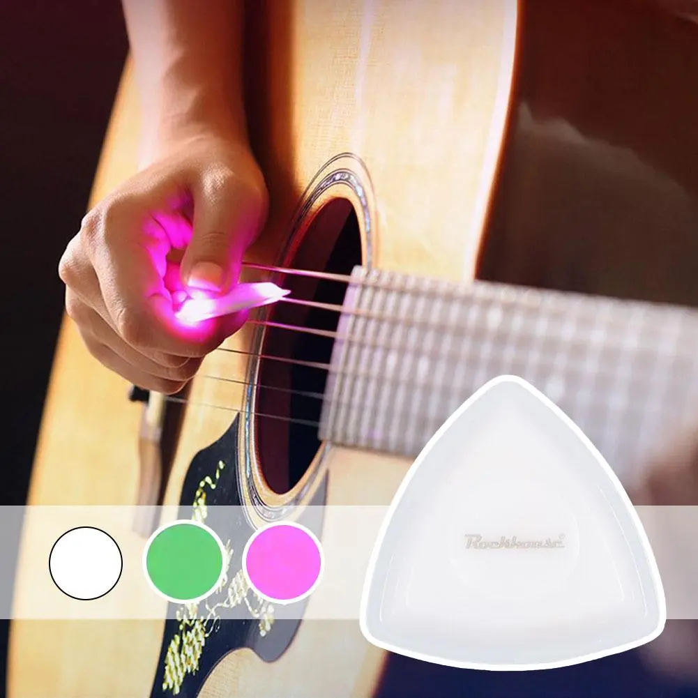 LED Glowing Guitar Pick Food-Grade Plastic Guitar Touch Luminous Pick Musical Stringed Instrument Glowing Guitar Pick Music Accessories