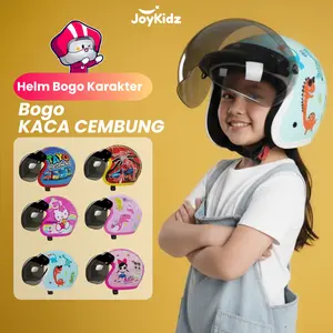 Helm Anak Bogo Karakter Kaca Cembung Usia 2-7 Tahun Cewe Cowo Packing Kardus
