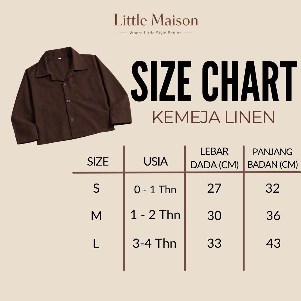PROMO RAMADHAN CUCI GUDANG | LITTLE MAISON KEMEJA ANAK BAHAN LINEN FULL KATUN USIA 0 - 4 TAHUN SPESIAL EDITION