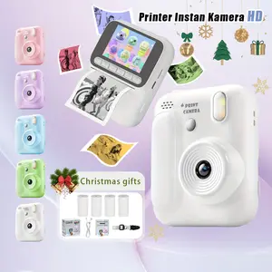 Kamera Cetak Instan Anak 2.0" 1080P Video Photo 48MP Print Foto Berwarna & Hitam Putih 1300mAh Kamera Anak Bisa Video 1080P Game, Musik Album Foto Hadiah Terbaik Untuk Anak Perempuan Laki-Laki V380 Smart Camera Layar