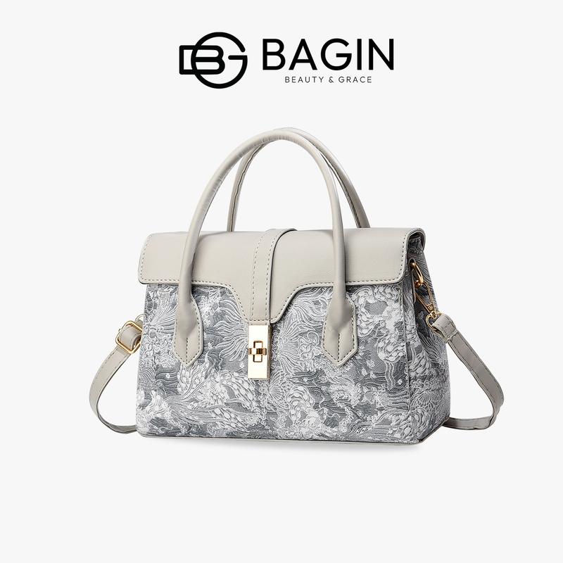 【Shop】Túi Xách Nữ Bagin Size 25 Họa Tiết Thêu Tinh Tế Sang Trọng Kèm Dây Đeo Chéo [gy-860]