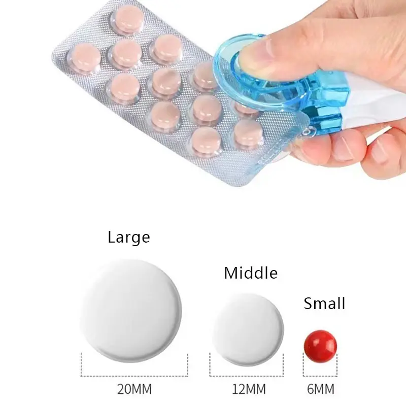 【SG STOCK]Portable Pill Taker Remover Medicine storage box anti pollution pill tablet crusher for personal health care , Tablets Pills Blister Pack Opener Assistance Tool