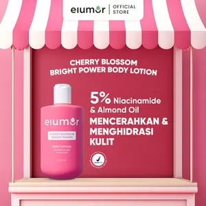 Elumor Body Lotion Cherry Blossom Bright Power 200ml Handbody Pemutih Badan Atasi Kulit Kering Kusam