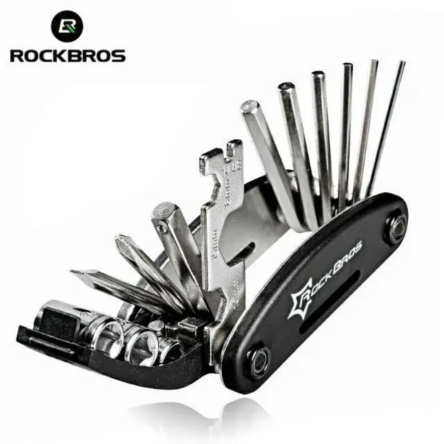 Rockbros Kunci Set Lipat Bahan Carboon Steel Baja Toolkit 16 In 1 Shok Obeng / Rockbros Kunci Set Sepeda 16 In 1 Multifungsi Tools Kit /  Rockbros kunci lipat 1