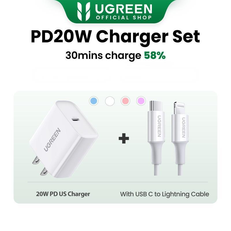 UGREEN PD 20W Bộ sạc USB C Bộ sạc nhanh Bộ sạc tường USB-C Bộ Chuyển Đổi nguồn Tương thích với iPhone 16 15 Pro Max iPhone 14 13 Pro Max SE 11 Pixel Galaxy S21 S20 Note 10 iPad,Charger 60449