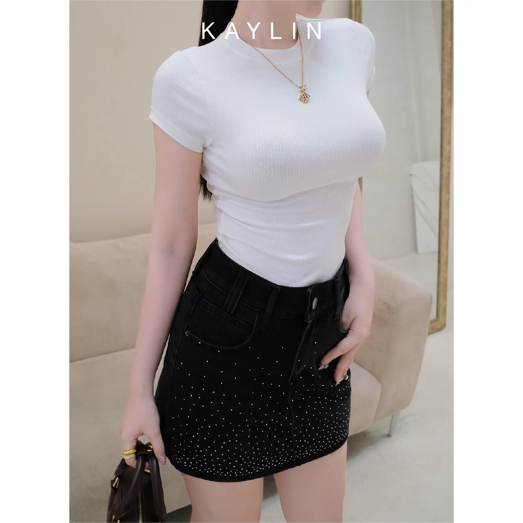 Áo thun nữ KAYLIN form Baby Tee chất vải thun gân co giãn phong cách - N2469 Women Top | BigBuy360 - bigbuy360.vn