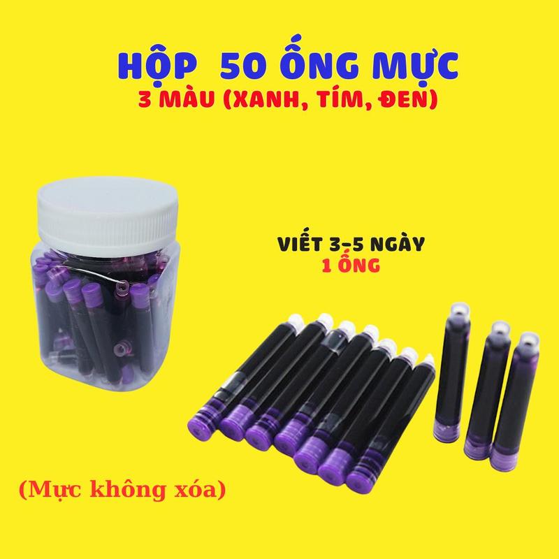  Hộp 50 ống mực không xoá dành cho bút máy các loại. 