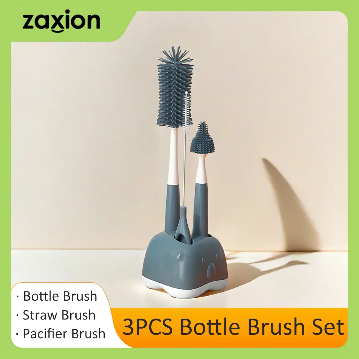 3pc Bottle Brush Set, Include Bottle Brush, Straw Brush, Nipple Brush, Bottle Brush Cleaner For Baby Bottles