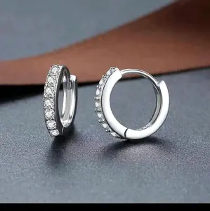 ANTING JEPIT TITANIUM SILVER BARIS SATU ANTING WANITA DEWASA ELEGAN ANTI KARAT TIDAK LUNTUR Earrings