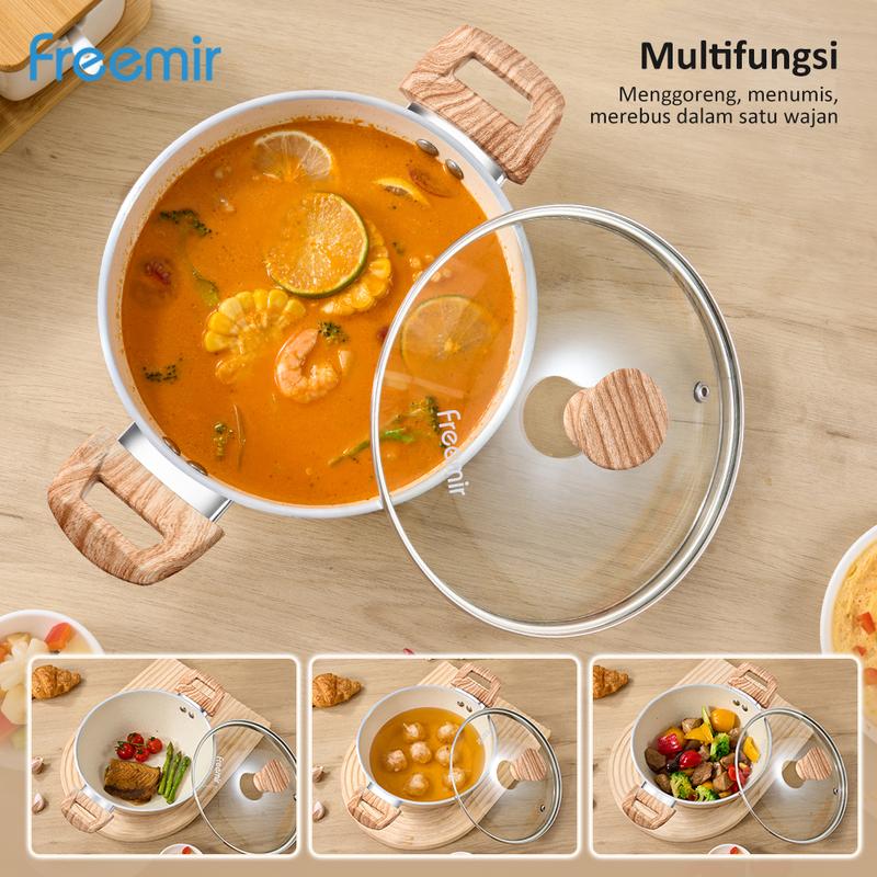 (Bisa COD) freemir Wajan Penggorengan 20cm Granit Anti Lengket Premium Multifungsi Wajan Kuping Mini 6