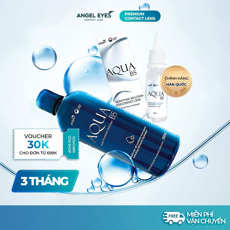 COMBO NHỎ Nước Ngâm Lens 160ml + Nhỏ Mắt Lens 15ml thương hiệu Aqua B5 (Nước ngâm & nhỏ mắt dành riêng cho kính áp tròng)