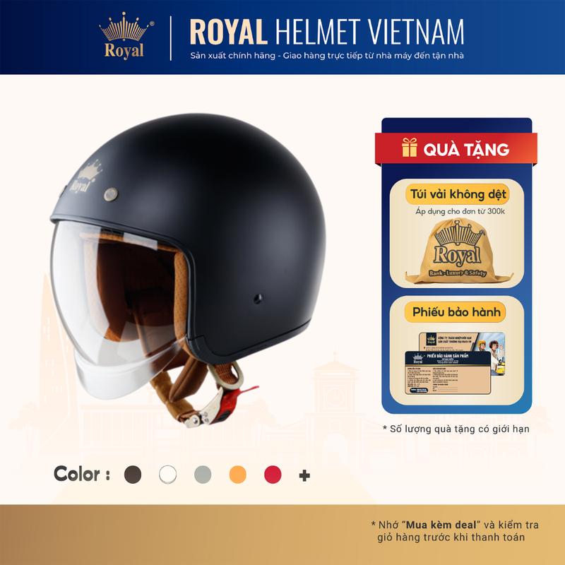 Mũ Bảo Hiểm 3/4 Royal M139 có Kính Âm Chính Hãng, nón Bảo Hiểm Kính Trà, Chống Chói, Chống UV | Trực tiếp từ NSX