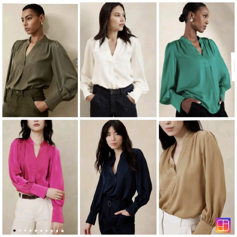 BANAN4 R VOLUME SLEEVE BLOUSE/BLOUSEMEWAH/BLOUSESATIN/BLOUSEMURAH
