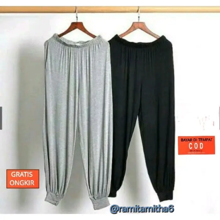 2pcs celamis aladin & los pinggang Karet Dalaman Panjang Tidur Rayon Tebal  Kaos Celana Nyaman Lembut Dewasa Harian wanita