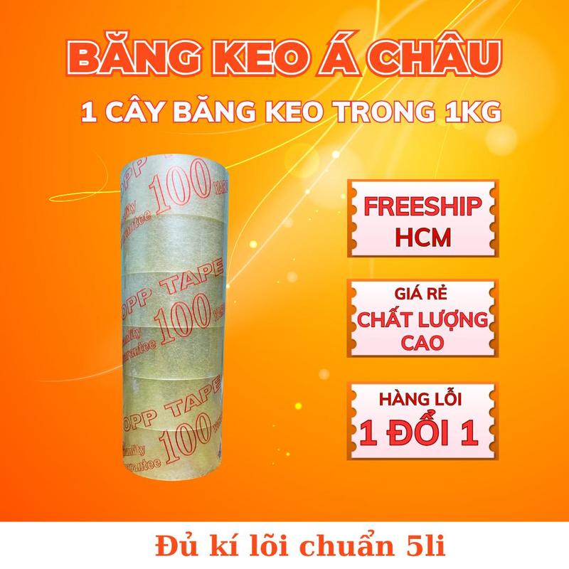 Cây Băng Keo Trong 1KG – Lõi 5li | Dai Chắc Dính Tốt | Phù Hợp Đóng Gói Hộp Carton - Băng Keo