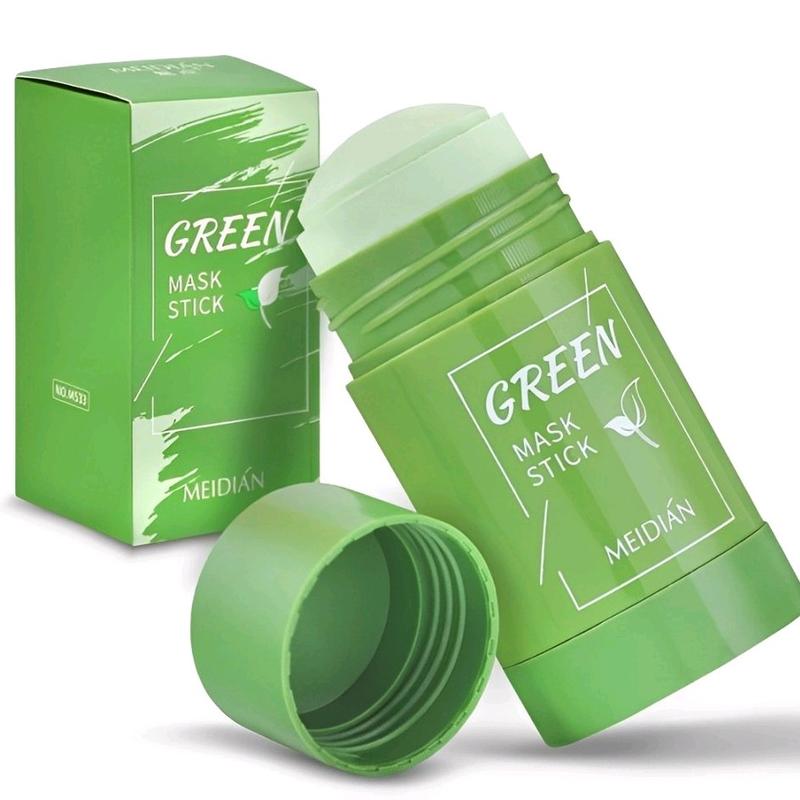 Green tea Mask Cleansing  Clay Stick Masker Wajah Untuk Kulit Berjerawat Kotoran skincare menghilangkan Teh Melembutkan Berminyak Komedo 2