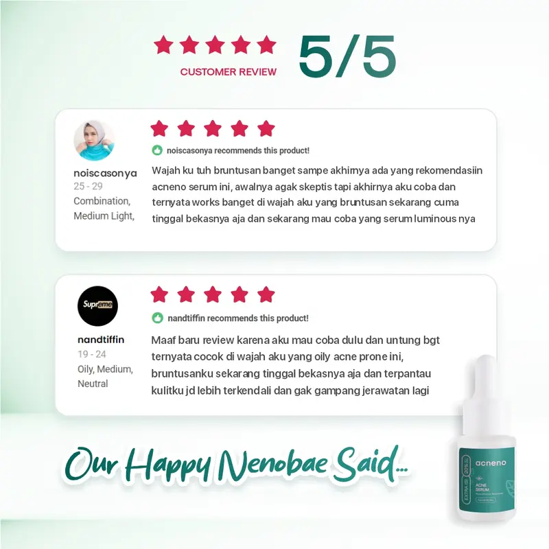 [ORI] Serum Perawatan Muka Berjerawat Bruntusan - Acneno Isi 12 ml | Bantu Atasi Wajah Bruntusan Berminyak Kusam Mengandung Niacinamide | BPOM Original 1