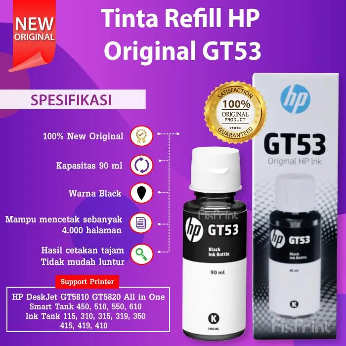 Tinta Refill HP GT51 GT52 GT 51 52 Printer Ink Tank 115 310 315 319
