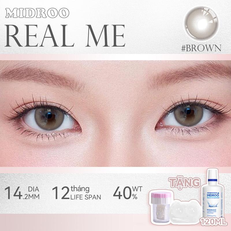  Kính áp tròng 12 tháng LABONITA Lens mắt Real Me Màu nâu tự nhiên Lens cận DIA 14,2mm có độ 0-6 1 cặp 