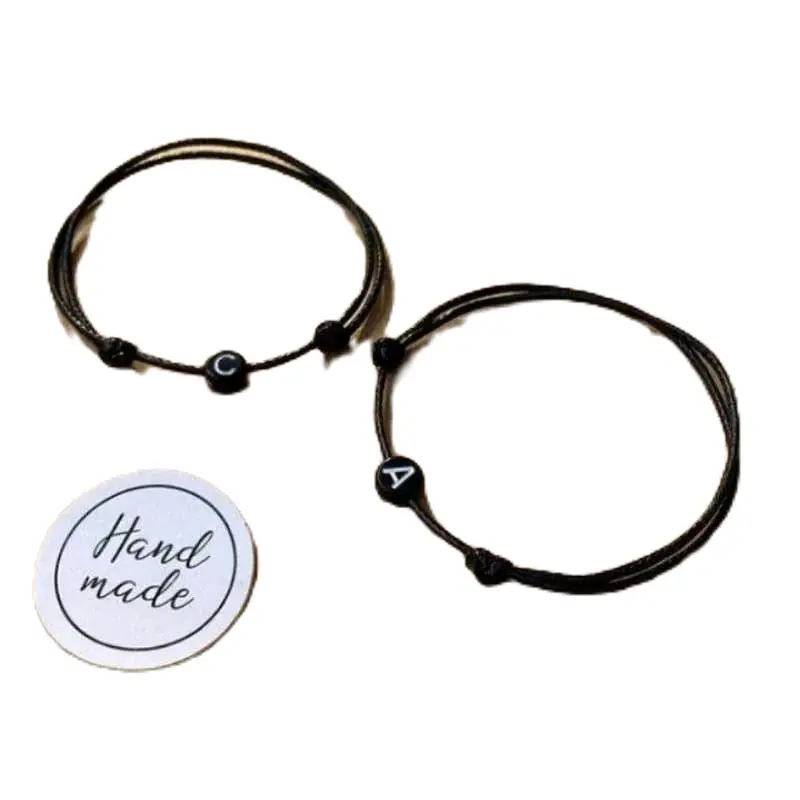 Gelang Vital Hitam Inisial Huruf/ Gelang Couple Murah Bracelets