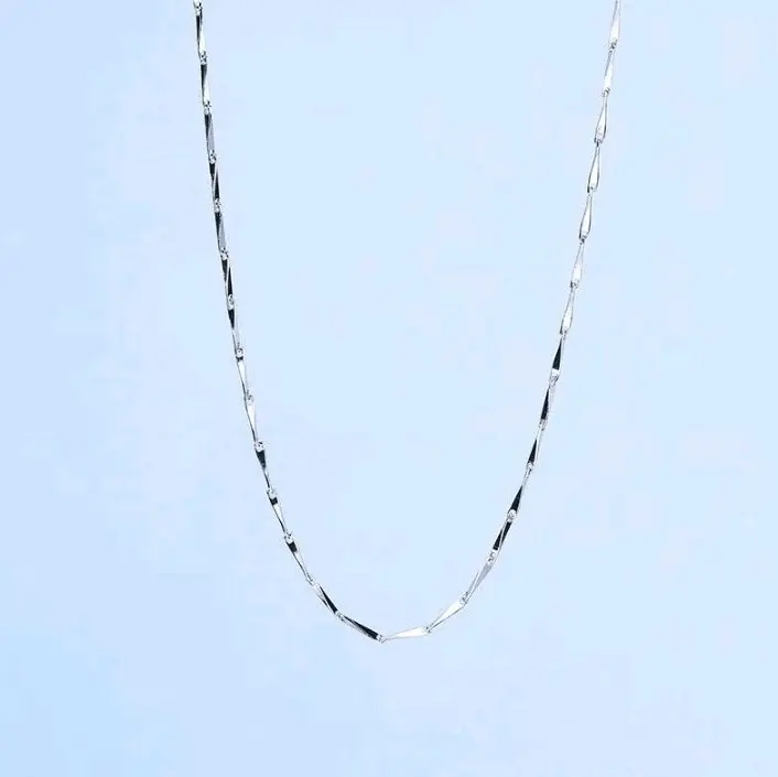 Kalung Titanium Model Bulir Padi Kecil Silver untuk Pria dan Wanita 0