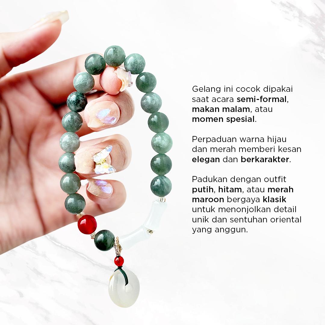 BlinkCat - Gelang Giok Alami: Green Red Bead Jade | Natural Jade Bracelet BlinkCat - Gelang Giok Alami: Green Red Bead Jade | Natural Jade Bracelet