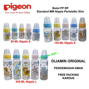 Botol Susu Pigeon PP RP Standard MM 50ml 120ml 240ml 0+ Bulan Newborn Nipple Dot Peristaltic Ulir Bottle Motif