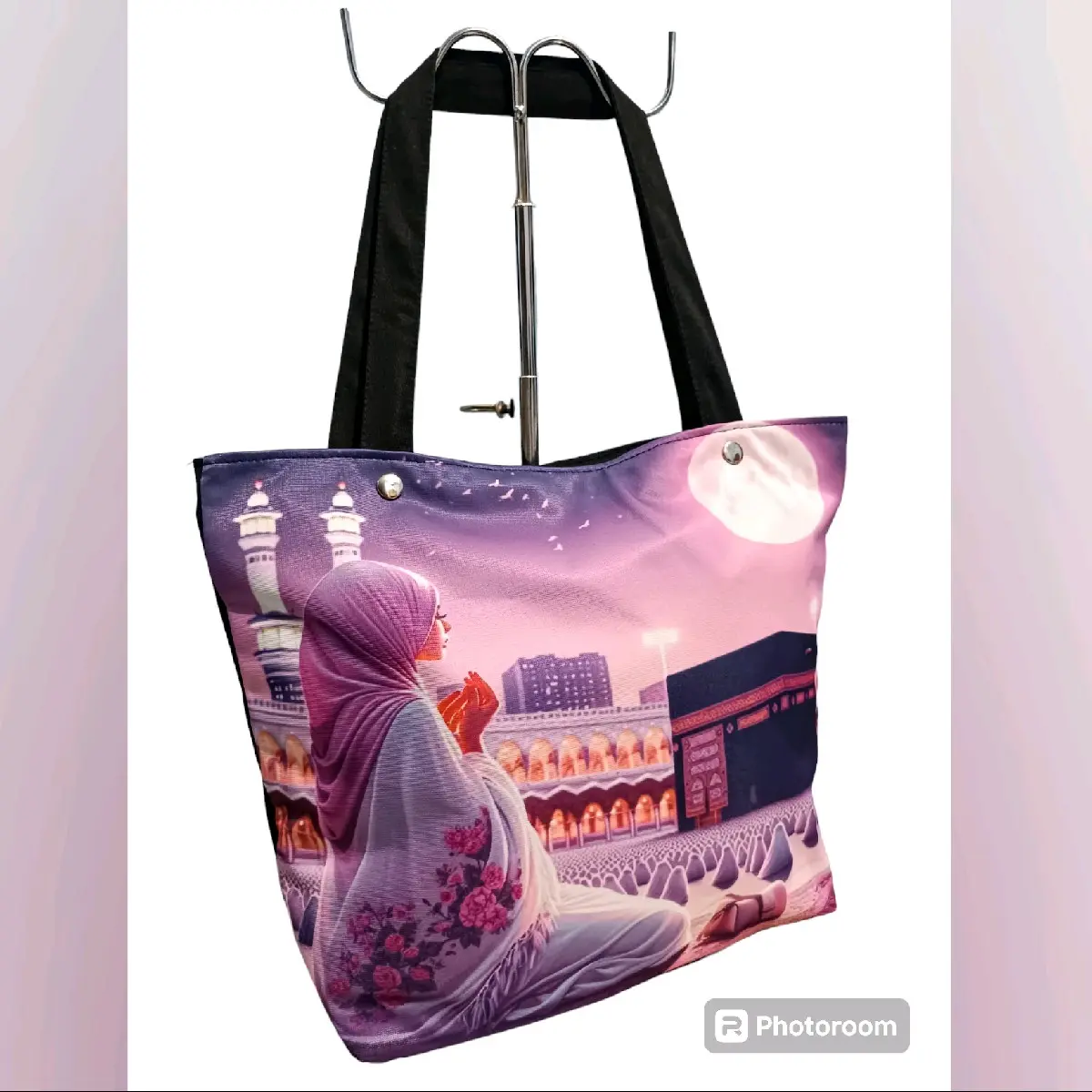 Totebag Kanvas Tas pengajian Tas wanita Tas Printing Makkah Series oleh oleh Haji / umroh
