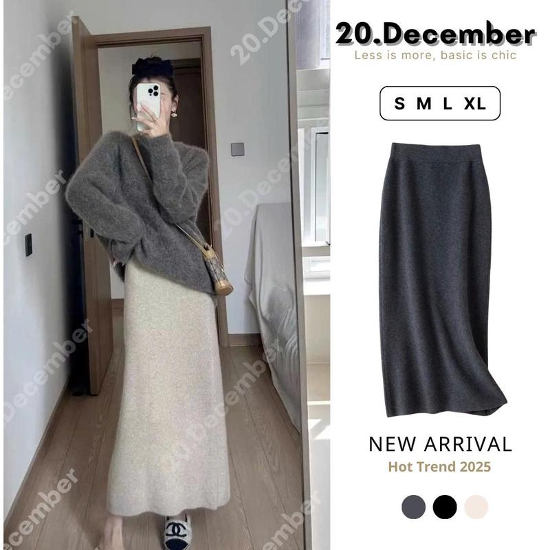 ĐỘC QUYỀN LIVE MỞ BÁN Chân Váy Midi Dáng A Xẻ Sau – Len Lông Thỏ Mềm Mịn | 2 Phiên Bản Chiều Dài | Phù Hợp Nhiều Chiều Cao | Phong Cách Thu Đông – Hot Trend 2025