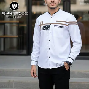 Nataya Baju Koko Pria Kemeja Koko Lengan Panjang Motif Simple Bahan Toyobo Size M L XL XXL XXL