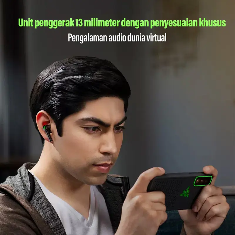 Headset gaming headset Bluetooth nirkabel sejati Razer Hammerhead dengan mikrofon HiFi stereo 4