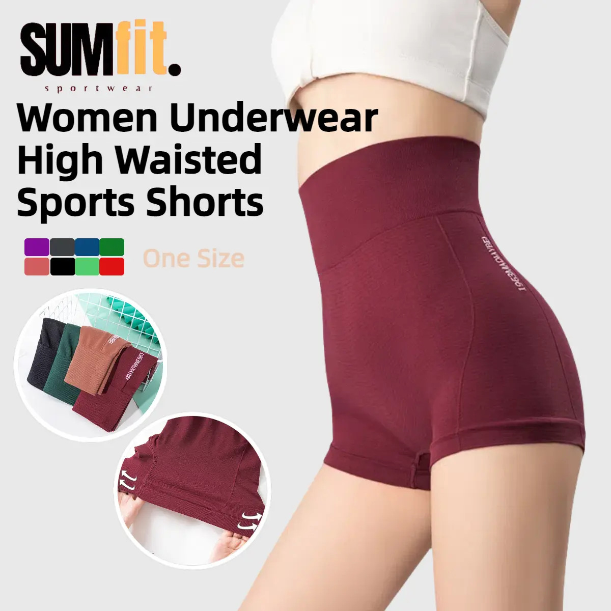 One-Size-Fits-All Nylon High-Waisted  Shorts  Outdoor  Leggings For Women With Anti-Exposure Safety Pants   Sport SHorts 7701