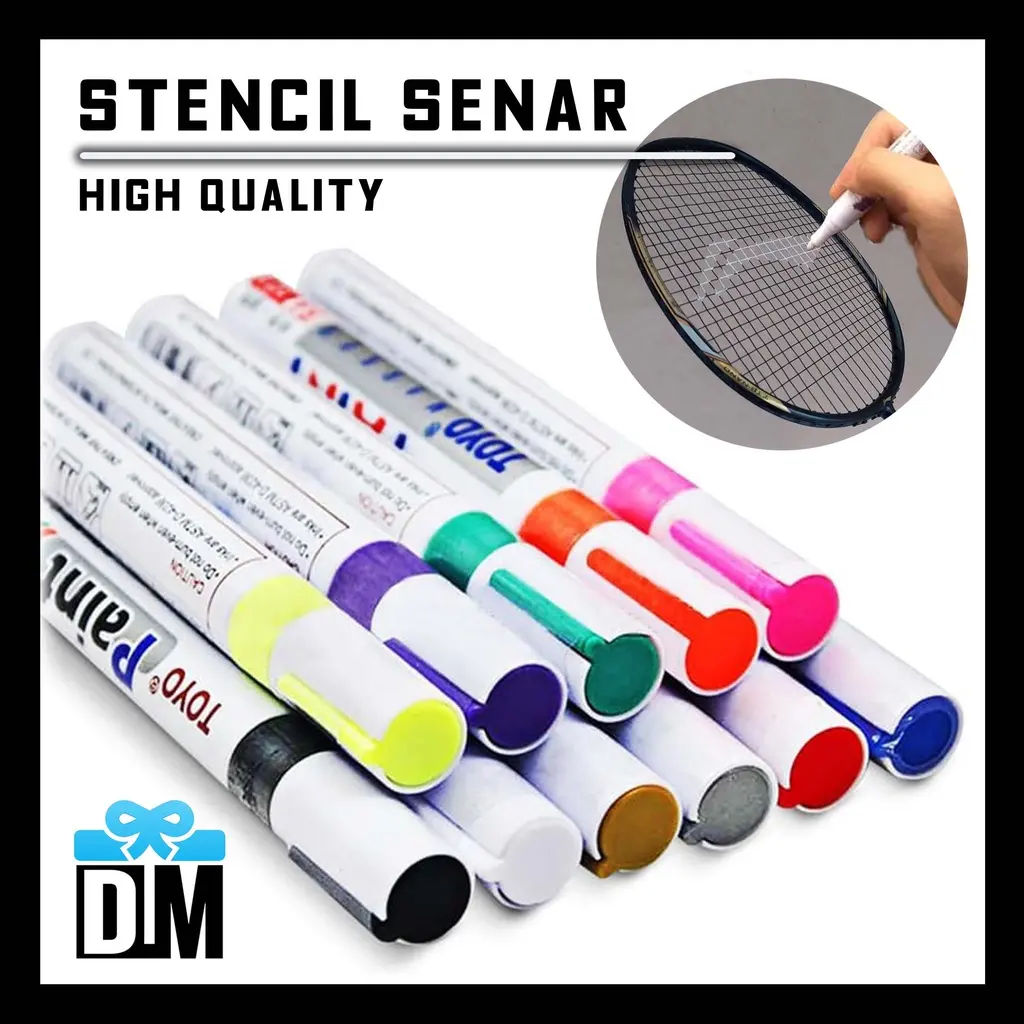 Stencil Senar Cat Tinta Raket Badminton Spidol Toyo Paint Marker Original Penanda Segala Jenis Bahan
