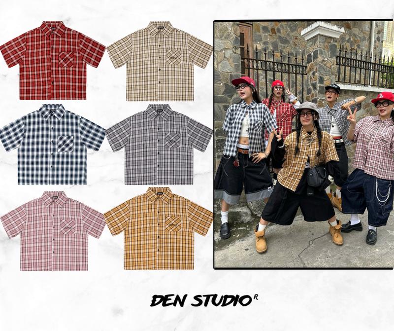 (DEAL MỞ BÁN) ÁO SƠ MI CARO FORM BOXY ĐEN STUDIO