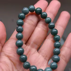 Gelang batu giok burma deep pekat 8 mili bersertifikat